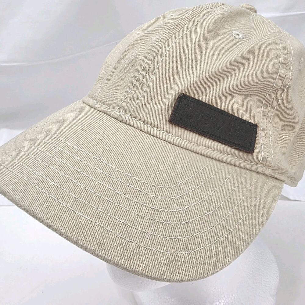 Levi's Dad Hat Khaki Tan Strapback Cap Leather Patch Adjustable Cotton